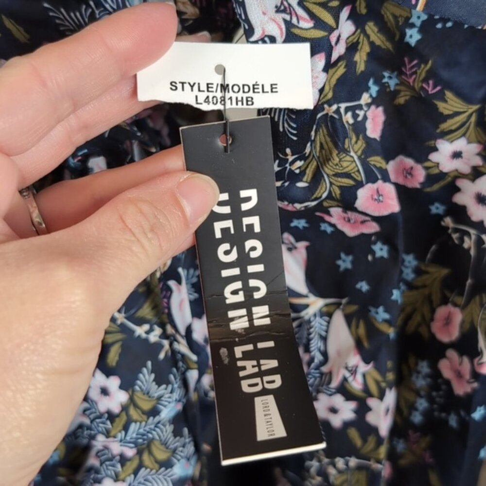 NEW Design Lab Floral Cold Shoulder Wrap Top Long Sleeve Ruffle Lord & Taylor - Picture 7 of 14